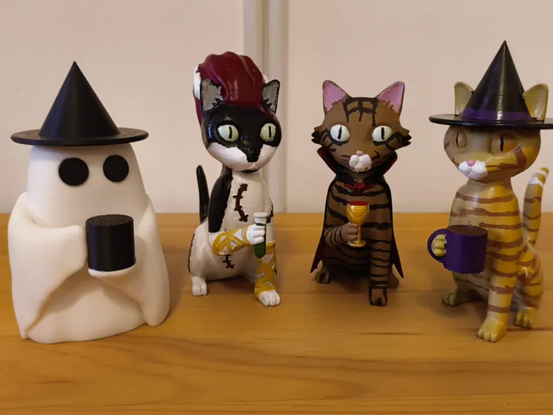 Halloween cat - Witch - Vampire - Frankenstein