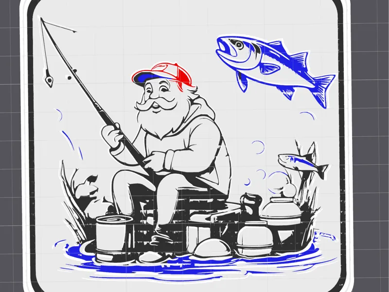 Old Man Fishing Coaster