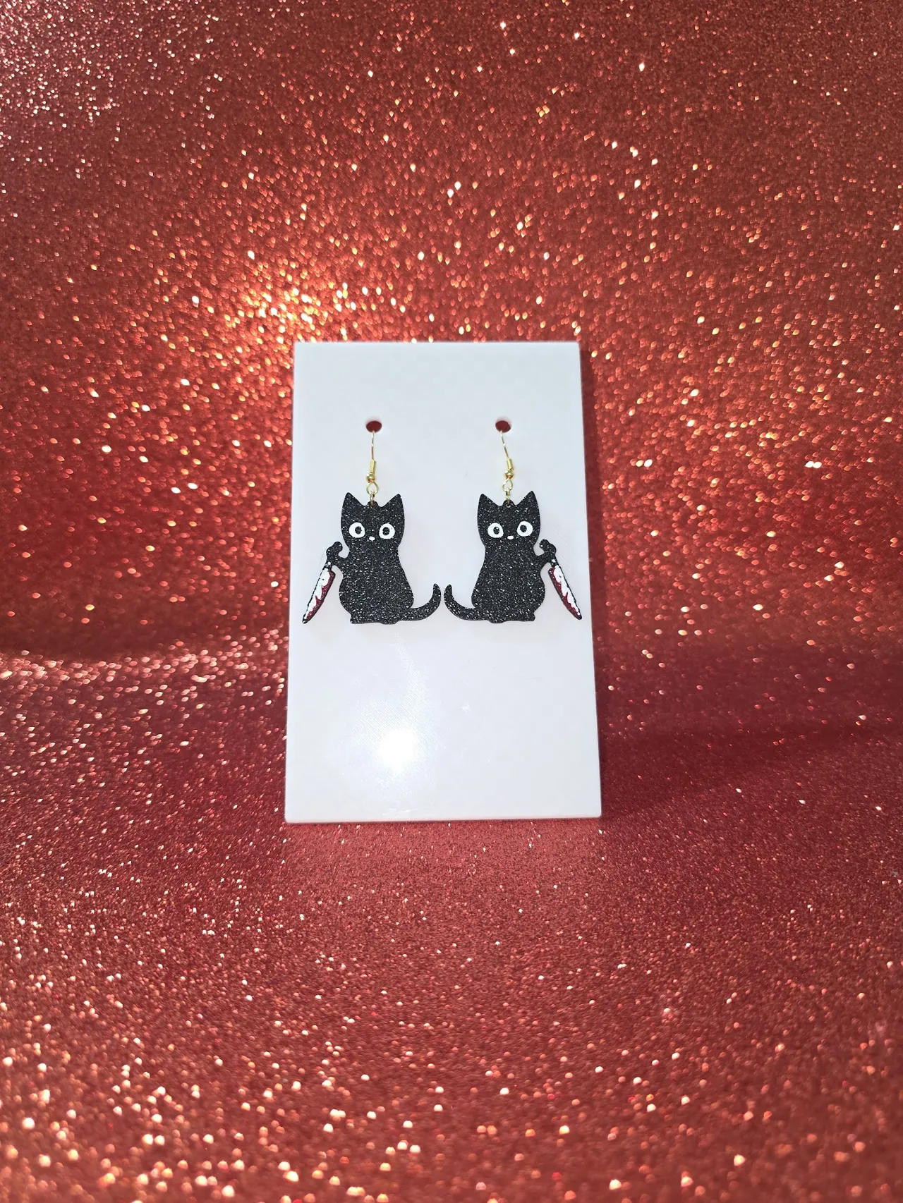 Killer cat earrings view 2