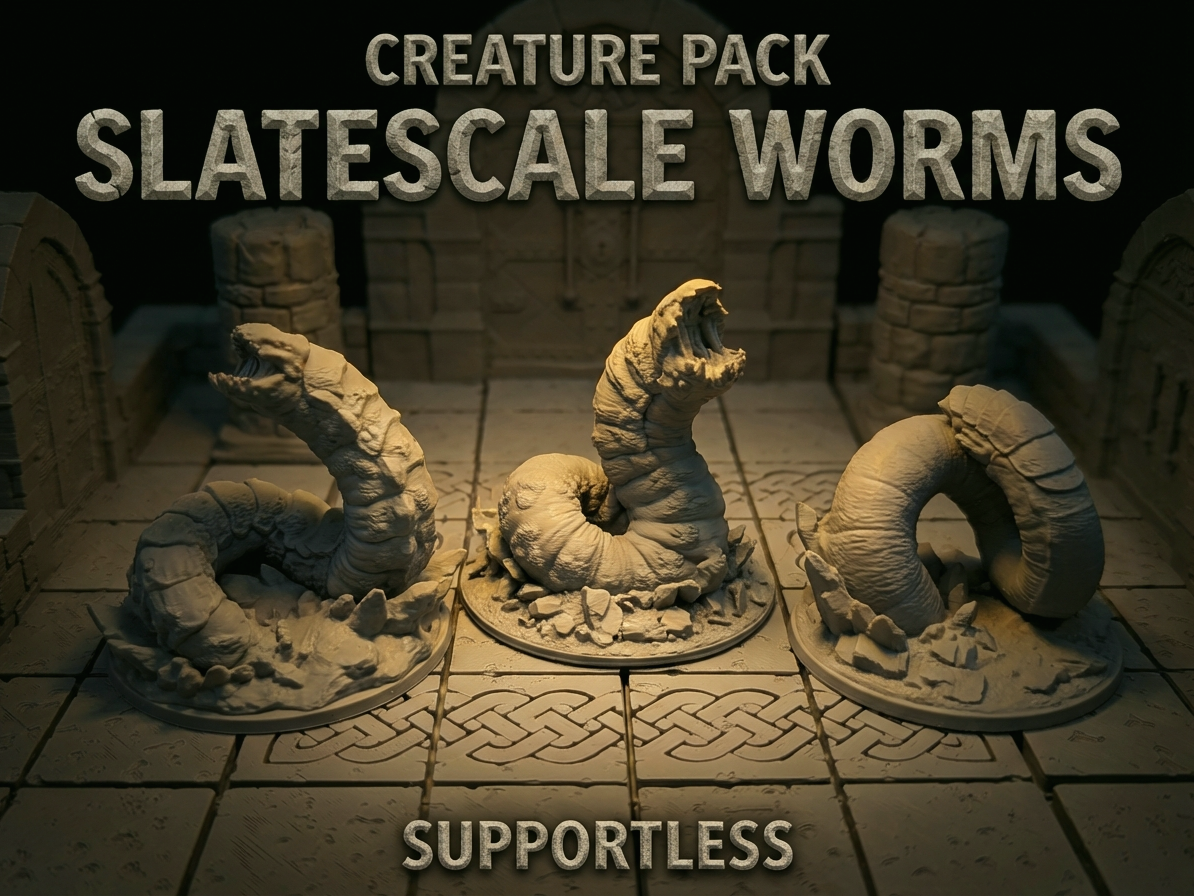 Slatescale Worms (supportless creature pack)