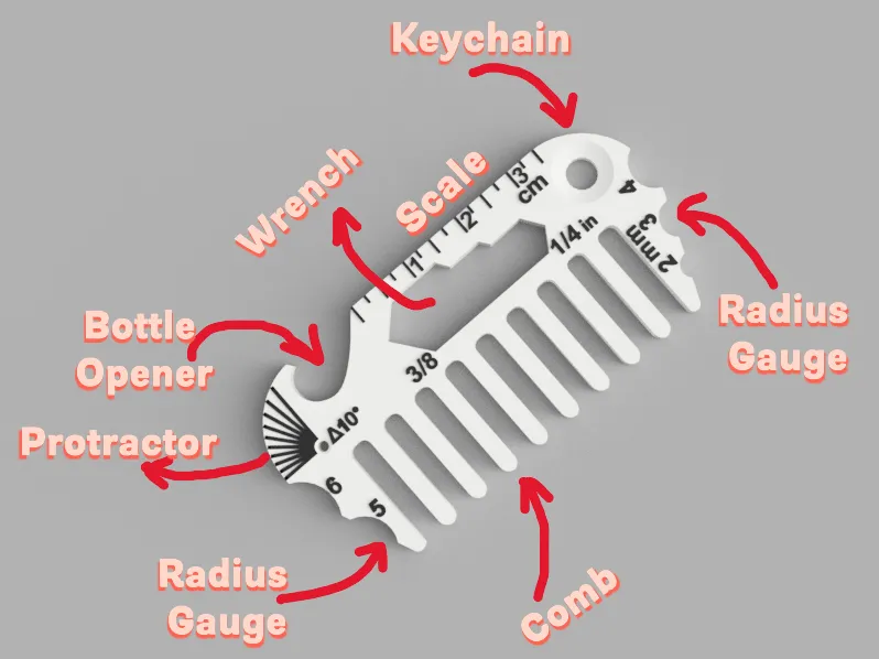 Multi tool Comb Keychain