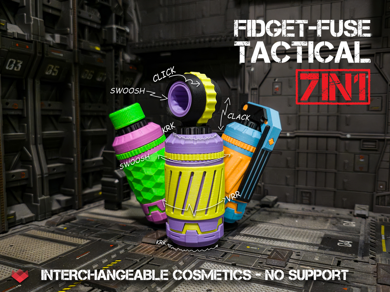 Fidget-Fuse Tactical 7-in-1 Snap-Fit Fidget Toy