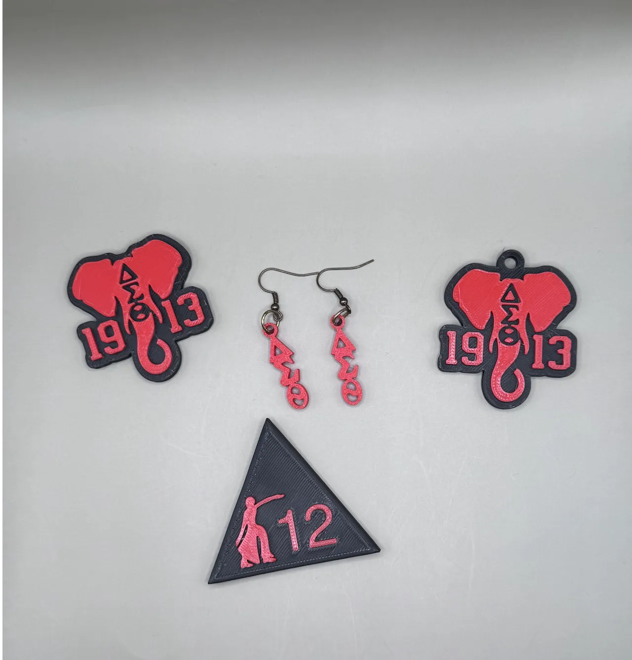 Delta Sigma Theta Earrings, Line number pins view 2