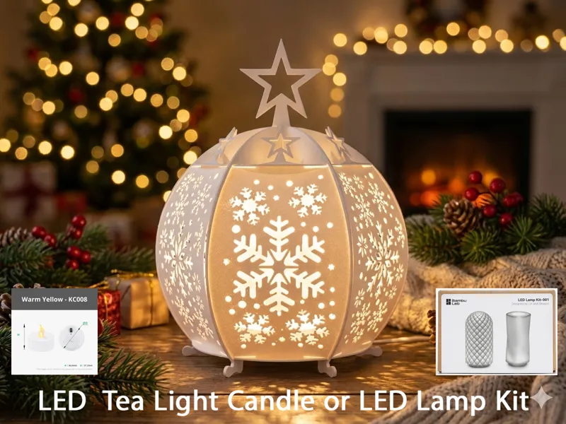 Winter snowball lantern - tea light or LED kit 001