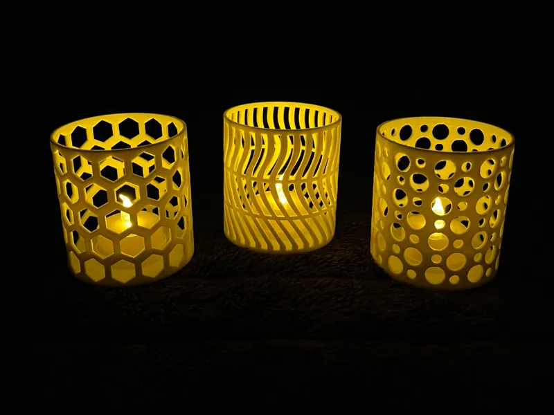 Modern Geometric Tealight Holder Set (LED Only)