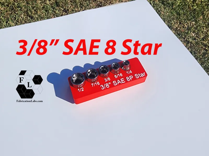 3/8" SAE 8 Point star holder, gridfinity