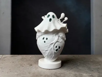 Cute Ghost Heart – Spooky Decor Figurine