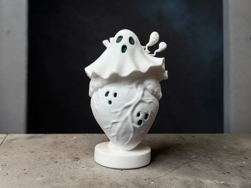 Cute Ghost Heart – Spooky Decor Figurine
