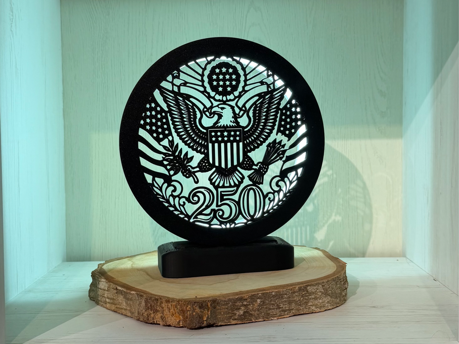 LED Ring Lampe v3 inkl. Rahmen mit USA 250 Motiv