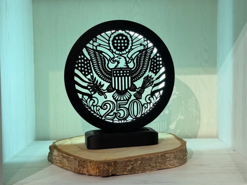 LED Ring Lampe v3 inkl. Rahmen mit USA 250 Motiv
