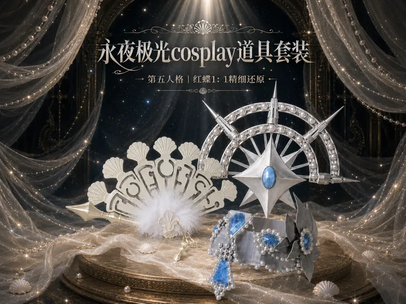 第五人格红蝶丨永夜极光头饰扇子COS配饰