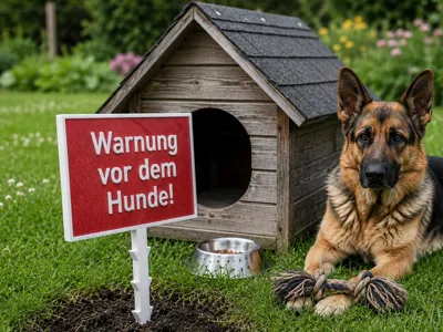 Warning Sign "Beware of the Dog" with Ground Spike
