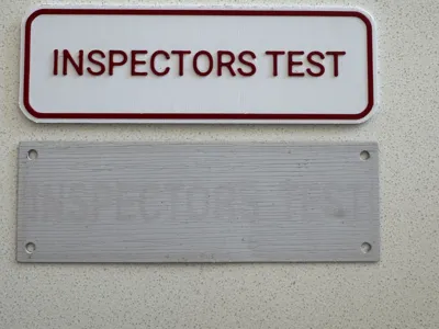 Inspectors Test sign for sprinkler systems