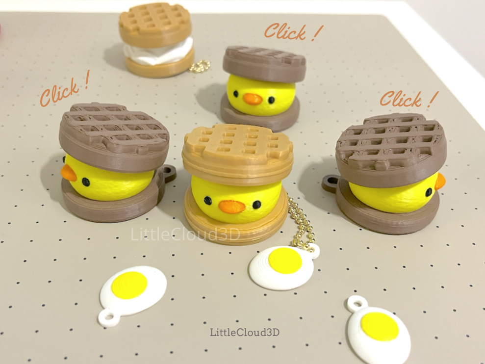 Cute Little Chick Waffle Clicker Keychain