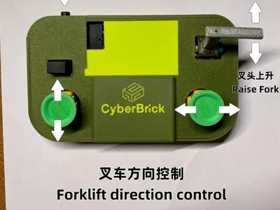 CyberBrick mini remote controller with large push lever, suitable for most vehicle types such as forklifts, trucks, and soccer cars