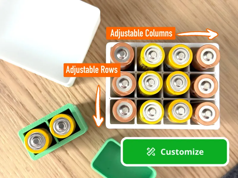 Customizable Battery Organizer (AAA / AA / 18650)