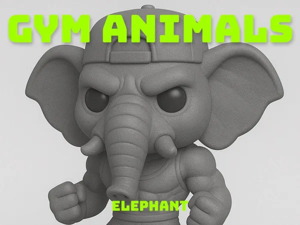 Éléphant bodybuildé, collection animaux de sport