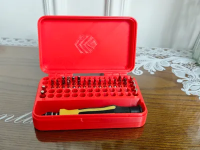 Hinged Flip-Top Storage Box for Multi-functional Screwdriver Bit Set (Torx, Phillips, Flathead) for Computer Disassembly