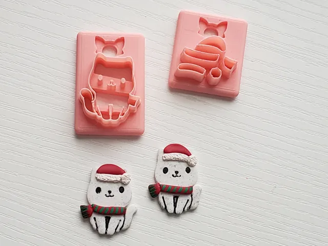 Cat with Hat and Scarf Polymer Clay Earring Cutter