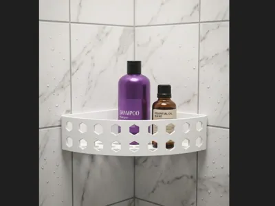 Floating Hexagon Corner Shower Shelf Caddy 2 Sizes