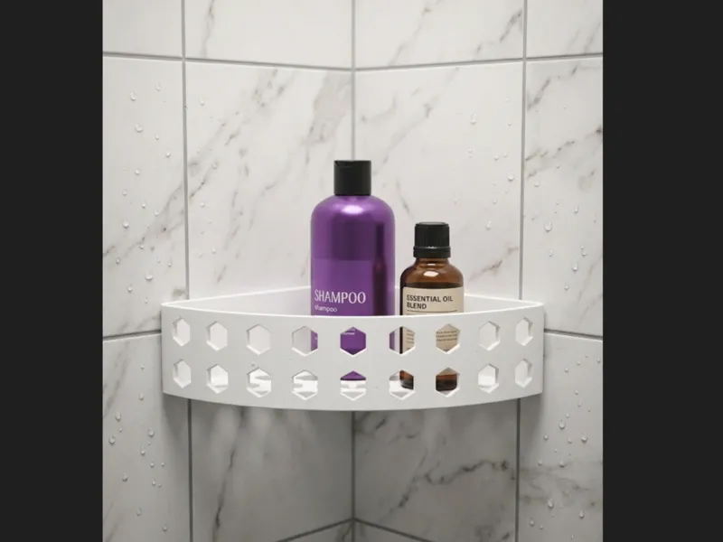 Floating Hexagon Corner Shower Shelf Caddy 2 Sizes