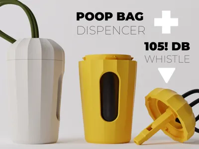 Poop Bag Dispenser with Built-In Loud Whistle