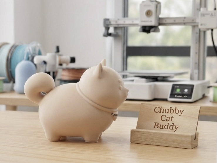 Miniatura 2 do modelo 3D Chubby Cat Buddy 