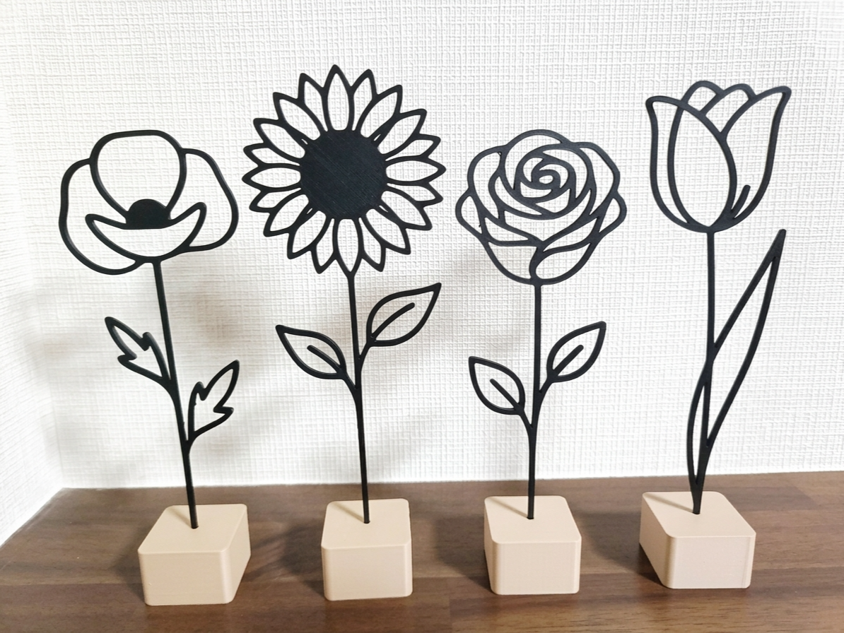 Miniatura 1 do modelo 3D Wire Flower Objects + 2 Base Types