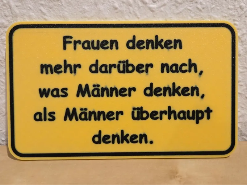 Lustiges Schild " Frauen denken "