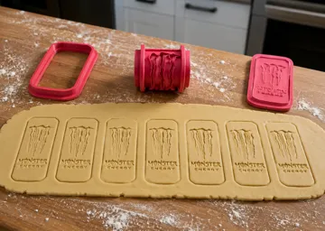 Modelo para impresión 3D: Cortante y sello + rodillo cookies Monster Energy — vista de referencia 4