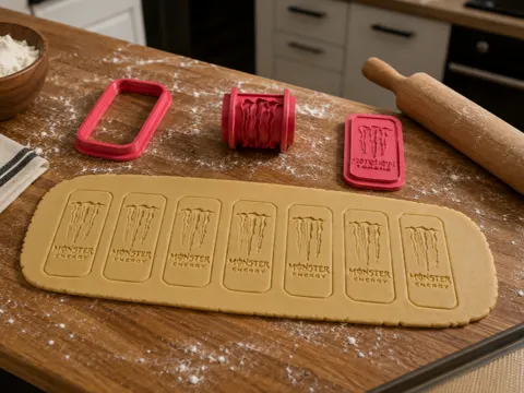 Modelo para impresión 3D: Cortante y sello + rodillo cookies Monster Energy — referencia de MakerWorld