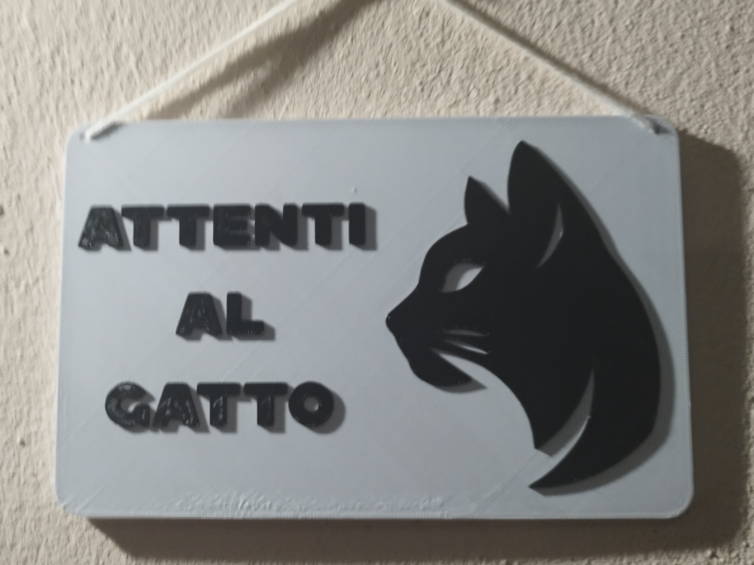 Beware of Cat" Sign - Minimalist Design