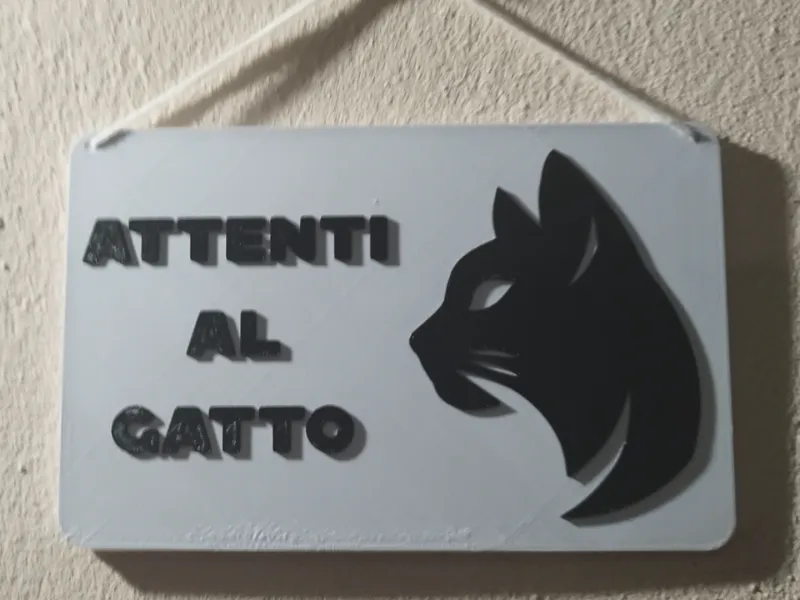 Beware of Cat" Sign - Minimalist Design