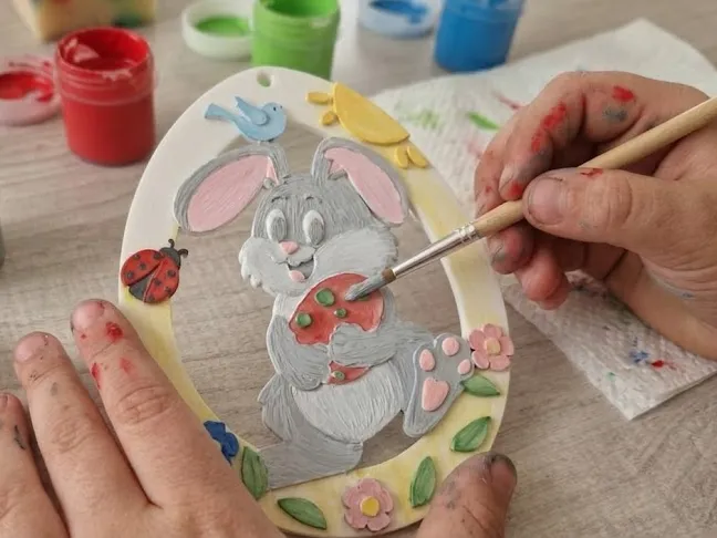 Easter Bunny Egg - 3D Relief & Coloring Activity 