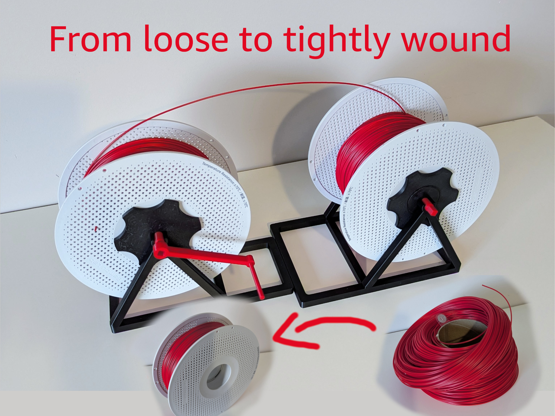 Filament Spool Stand & Rewinder for Loose Spools