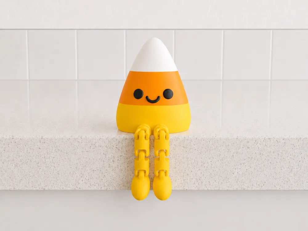 Estante o repisa: Articulated Candy Corn Flexi Leggy Toy. Referencia del modelo original.