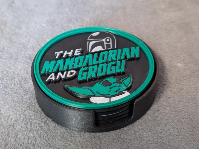 Mandalorian and Grugu - 3D stackable Coaster