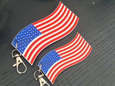 Wavy American Flag Keychain