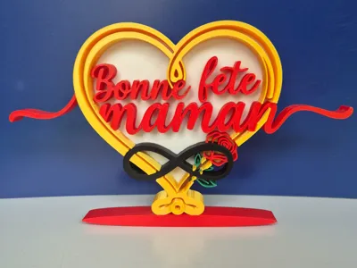Logo Happy Mother's Day - 3D Heart Stand Emblem