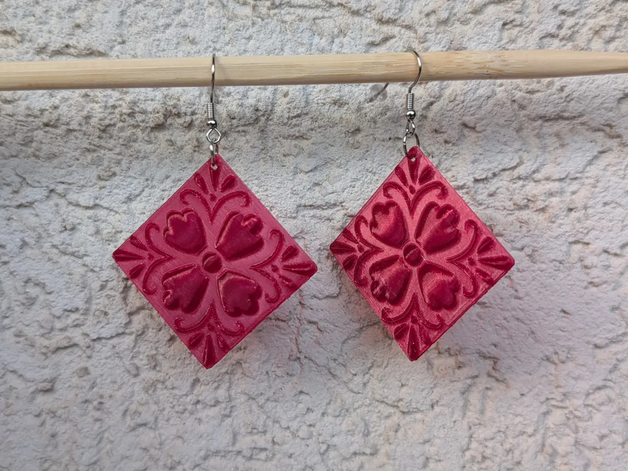 Sea Glass Floral Tile Earrings view 4