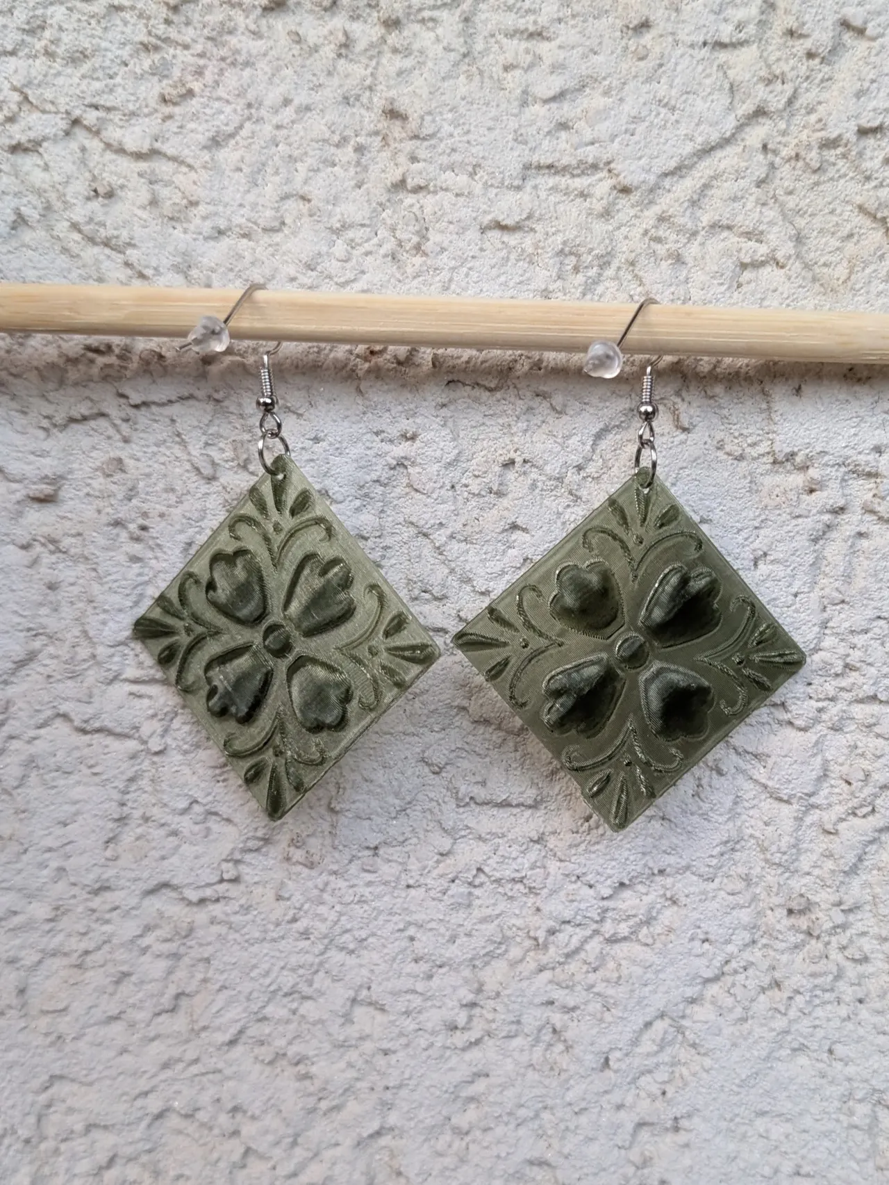 Sea Glass Floral Tile Earrings view 2