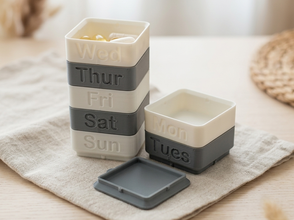 Stacking Snap Together Pill Boxes - Daily & AM/PM