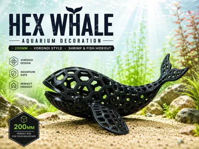 HEX WHALE – Voronoi Whale Aquarium Shrimp Hide