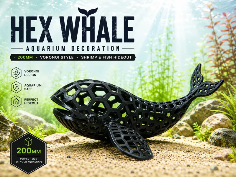 HEX WHALE – Voronoi Wal Aquarium Garnelenversteck