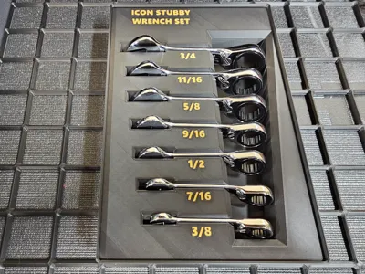 ICON SAE Stubby Ratchet Wrench Set - Gridfinity