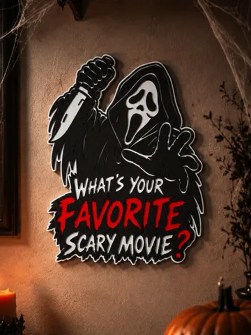 Adorno temático: What's Your Favorite Scary Movie? Ghostface Sign — vista de referencia 2