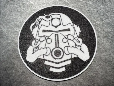 Multimaterial Coaster - Fallout PowerArmor Helmet