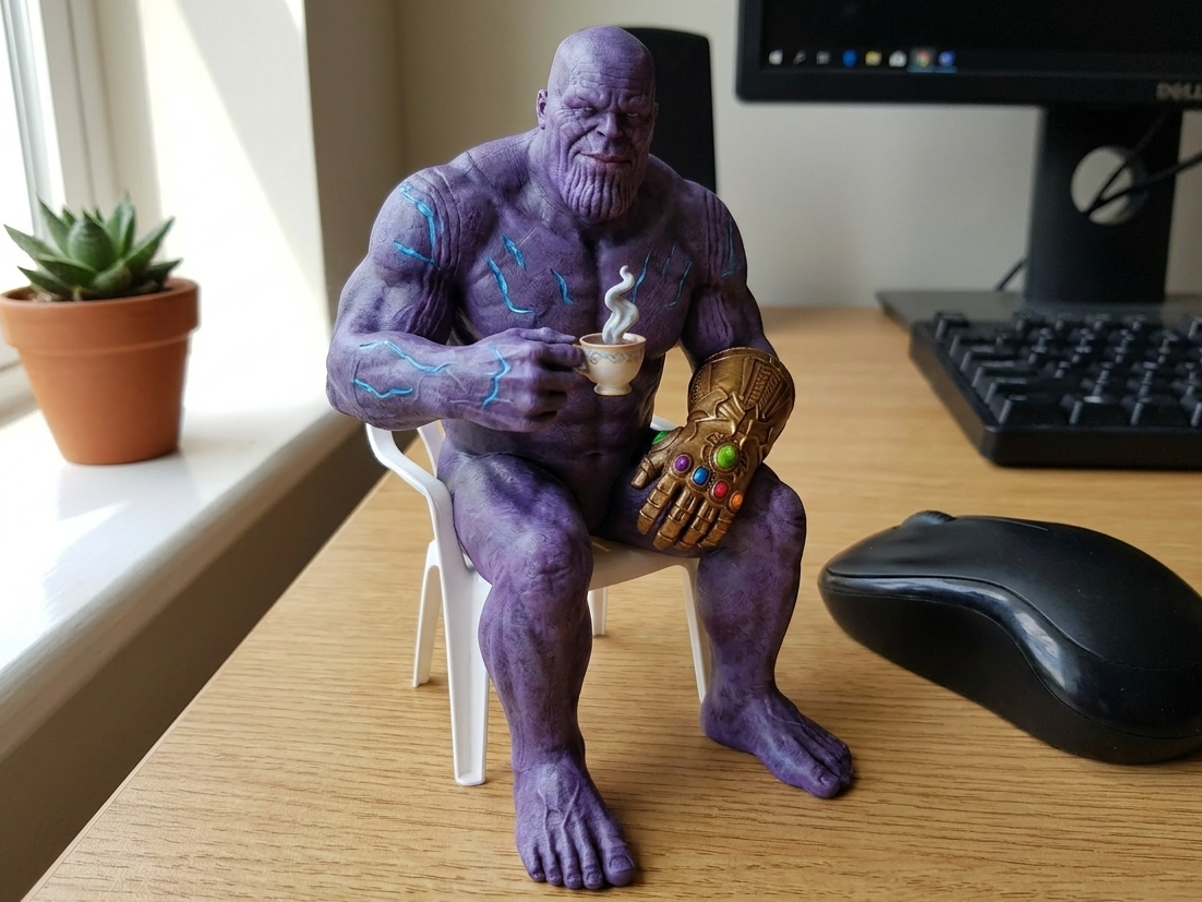 Thanos Tea Break on Plastic Chair  ( NO AMS )