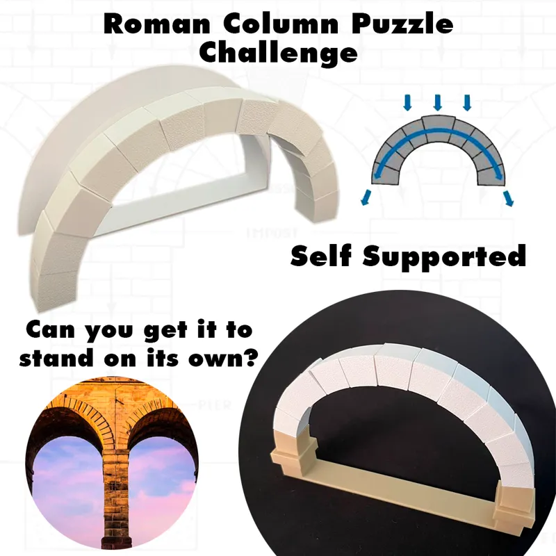Roman Arch Puzzle - 3D Printed Column & Brick Set