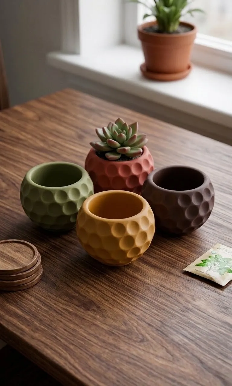Organic Textured Mini Planter (No Supports) view 2